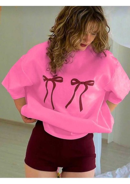Malkoçbey Kurdela Baskılı Oversize Unisex Basic T-Shirt