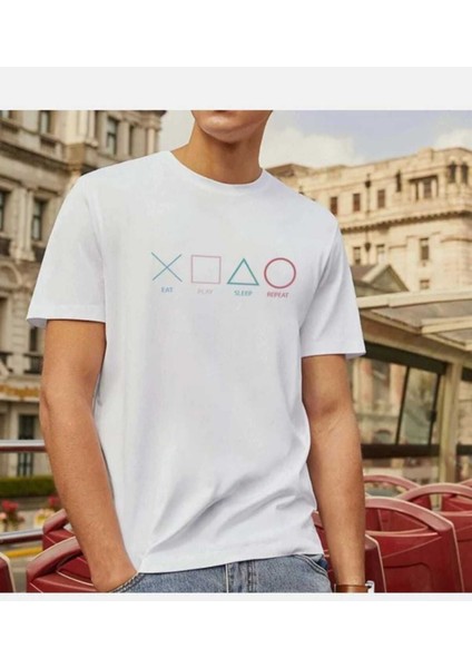 Malkoçbey Play Game Baskılı Oversize Unisex Basic T-Şihirt