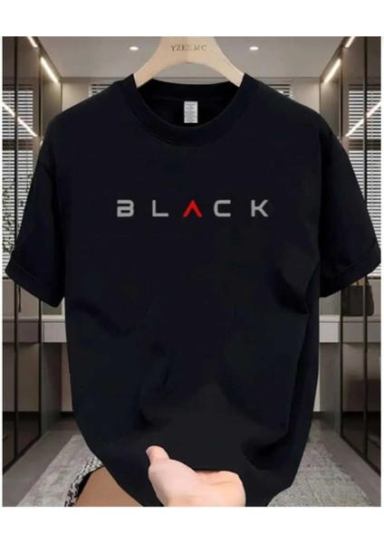 Maloçbey Modern Black Baskılı Oversize Unisex Basic O Yaka T-Shirt
