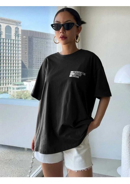 Malkoçbey Cherısh Tıme Baskılı Oversize Unisex Basic T-Shirt fiyatları