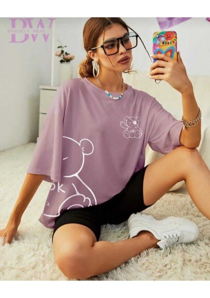Malkoçbey Korsan Ayı Baskılı Oversize Unisex Basic T-Şihirt
