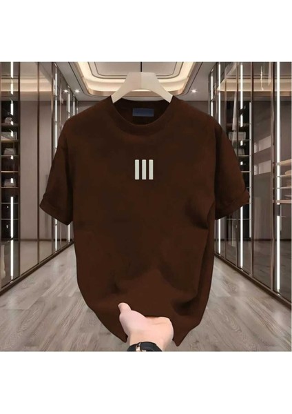 Maloçbey 3 Çizgi Baskılı Oversize Unisex Basic O Yaka T-Shirt