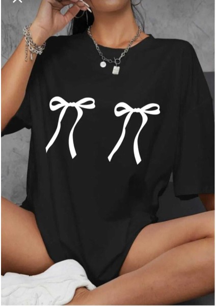 Malkoçbey Kurdela Baskılı Oversize Unisex Basic T-Shirt