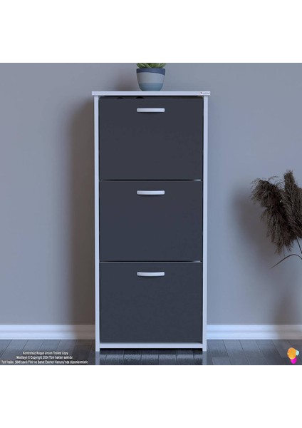 West Antre 52X116X 26 Cm’ Lik 3 Düşer Kapak 6 Göz Bölmeli Ayakkabılık fırsatları