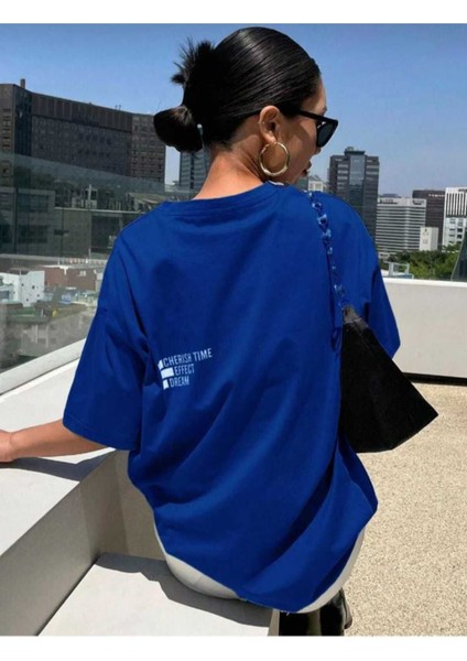 Malkoçbey Cherısh Tıme Baskılı Oversize Unisex Basic T-Shirt