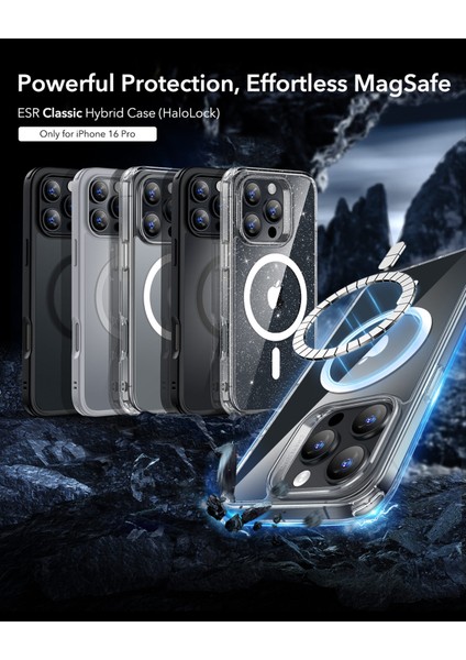 Apple iPhone 16 Pro Kılıf + Ekran Koruyucu Set Halolock Magsafe Classic Hybrid Silikon - Buzlu Şeffaf