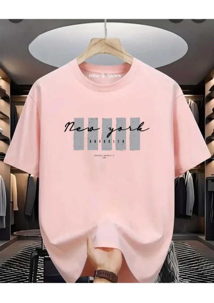 Malkoçbey Newyork Broklıyn Baskılı Oversize Unisex Basic T-Shirt