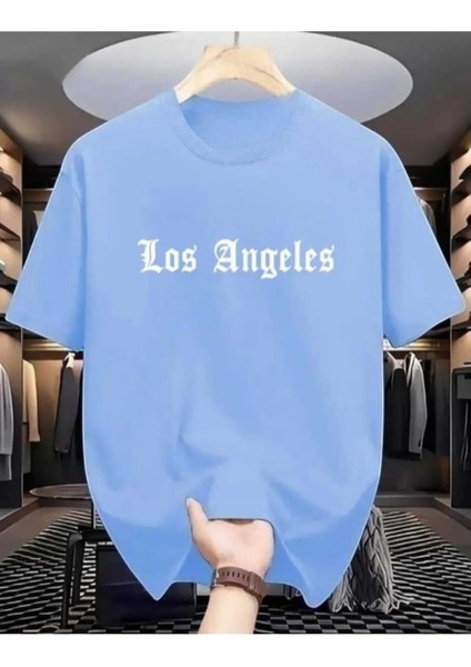 Malkoçbey Los Angeles Baskılı Oversize Unisex Basic O Yaka T-Shirt