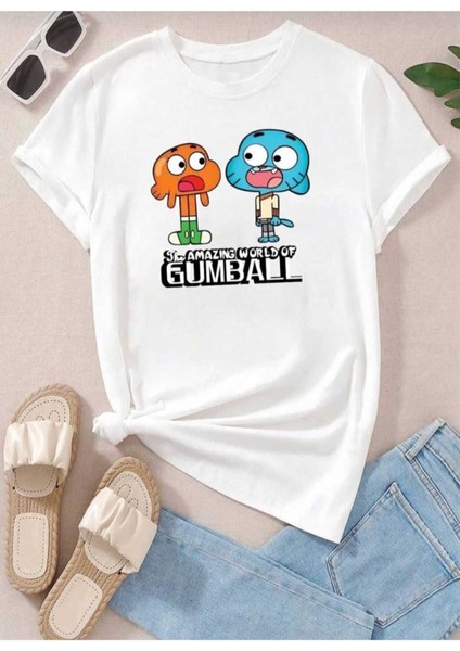 Çizgi Film Karakterleri Baskılı Oversize Basic O Yaka Unisex T-Shirt