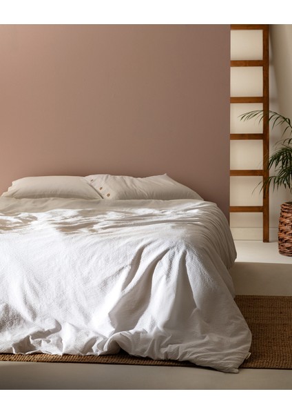 Linda Tek Kişilik Yıkamalı Gofre Nevresim Takımı - Beyaz