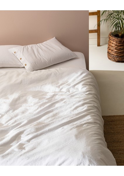 Linda Tek Kişilik Yıkamalı Gofre Nevresim Takımı - Beyaz fiyatları