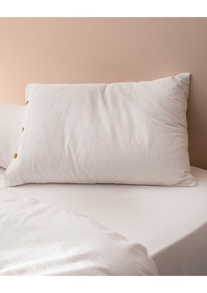 Linda Tek Kişilik Yıkamalı Gofre Nevresim Takımı - Beyaz modelleri