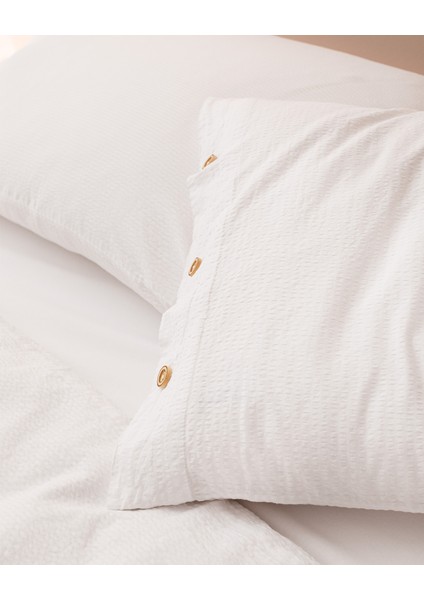 Linda Tek Kişilik Yıkamalı Gofre Nevresim Takımı - Beyaz fırsatları