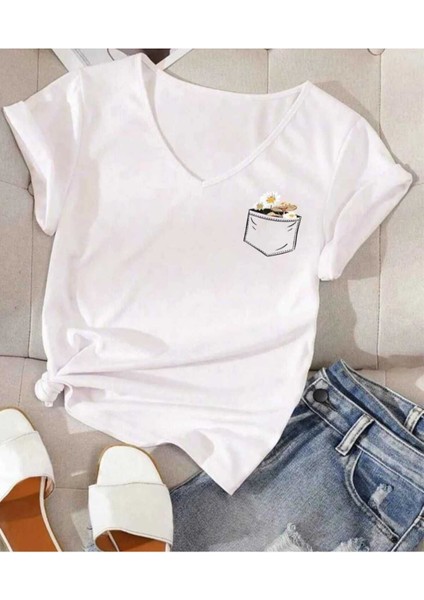 Malkoçbey Mavi Sırt Kelebek Baskılı Oversize Unisex Basic T-Shirt