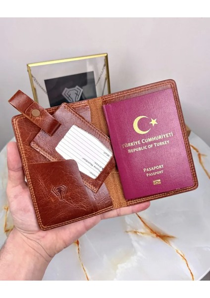 Hakiki Deri Pasaport Kılıfı Ve Valiz Etiketi 2038