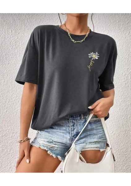 Malkoçbey Cep Detay Baskılı Oversize Unisex Basic T-Shirt