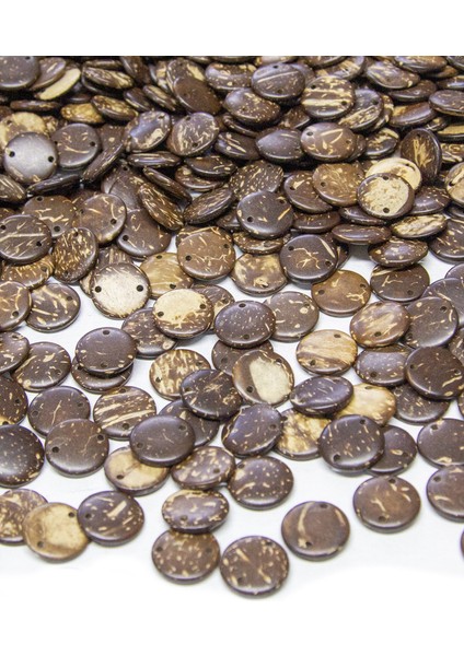 15 mm Çift Delikli Kokonat Ahşap Boncuk 50 gr (90 Adet)