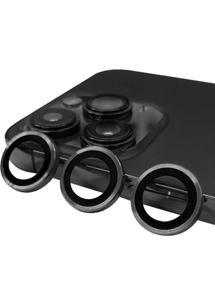 iPhone 15 Pro Max Uyumlu Kflg Cl-07 Kamera Lens Koruyucu-Koyu Gri