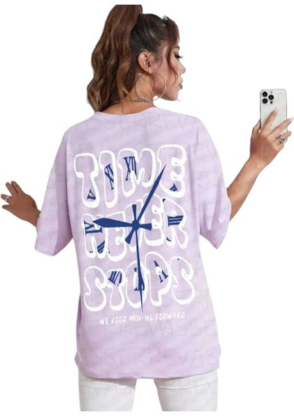 Malkoçbey Time Baskılı Oversize Basic T-Shirt