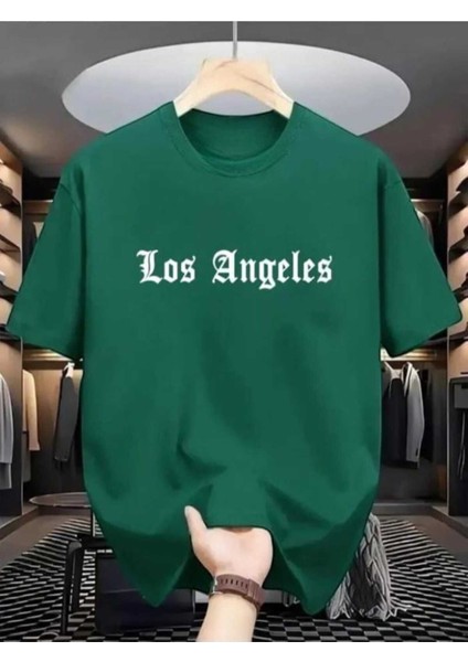 Malkoçbey Los Angeles Baskılı Oversize Unisex Basic O Yaka T-Shirt