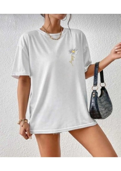 Malkoçbey Cep Detay Baskılı Oversize Unisex Basic T-Shirt