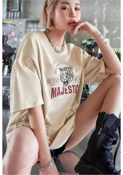 Çizgi Film Karakterleri Baskılı Oversize Basic O Yaka Unisex T-Shirt
