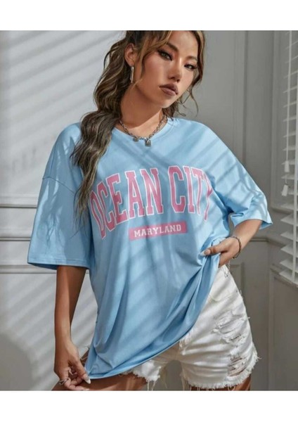 Malkoçbey Ocean City Baskılı Oversize Unisex Basic T-Shirt fiyatları