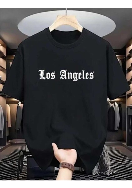 Malkoçbey Los Angeles Baskılı Oversize Unisex Basic O Yaka T-Shirt