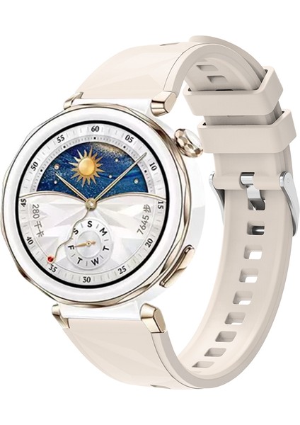 Huawei Watch Gt5 Pro 42MM Uyumlu Kflg KRD-129 Silikon Kordon Strap Kayış-Starlight