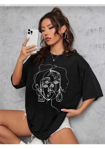 Malkoçbey 6kalp Baskılı Oversize Unisex O Yaka Swaetşhirt
