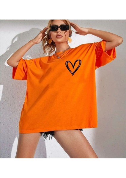 Malkoçbey 6kalp Baskılı Oversize Unisex O Yaka Swaetşhirt