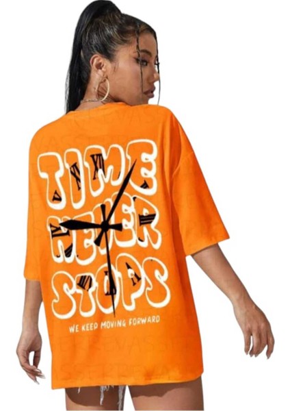Malkoçbey Time Baskılı Oversize Basic T-Shirt