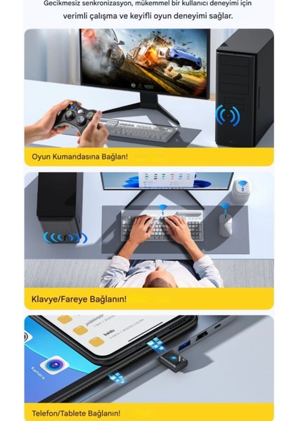 Bluetooth Adaptör 5.4 Süper Hızlı Ce Lisanslı Yüksek Performans Düşük Gecikme Son Nesil Teknoloji 5.4 Ultra Hızlı indirimleri