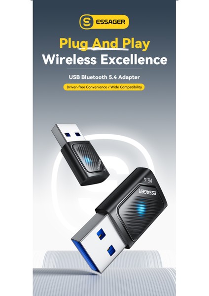Bluetooth Adaptör 5.4 Süper Hızlı Ce Lisanslı Yüksek Performans Düşük Gecikme Son Nesil Teknoloji 5.4 Ultra Hızlı