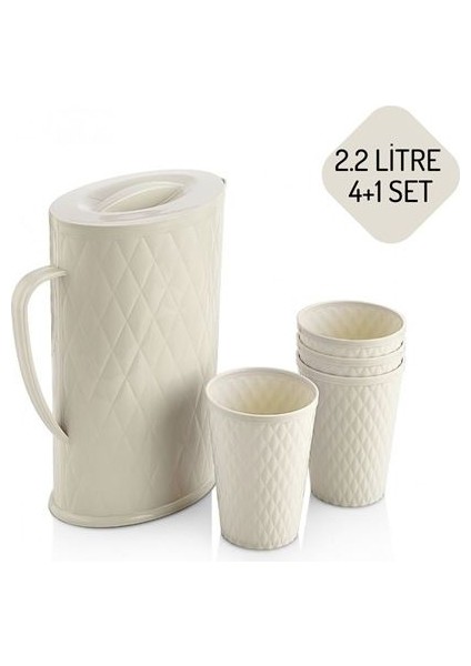 Blaustein 4+1 Sürahi Bardak Seti Beyaz