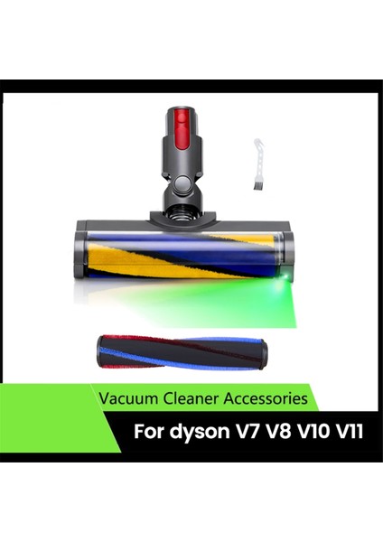 V7 V8 V10 V11 Vakum Aparatları Için LED Yumuşak Silindir Temizleme Başlığı Gizli Toz ve Kalıntıları Sert Zeminlerde Aydınlatır (Yurt Dışından)