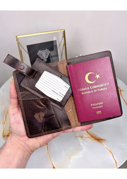 Hakiki Deri Pasaport Kılıfı Ve Valiz Etiketi 2038