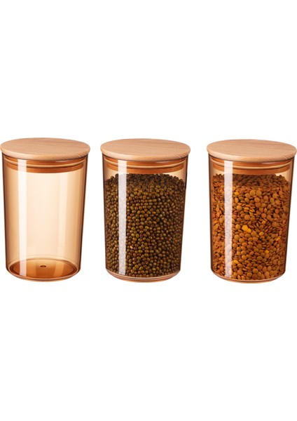 Yuviera 900ml Ahşap Kapaklı Saklama Kabı 3'lü fırsatları