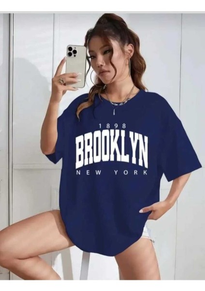 Malkoçbey Broklıyn Baskılı Oversize Unisex Basic O Yaka T-Shirt