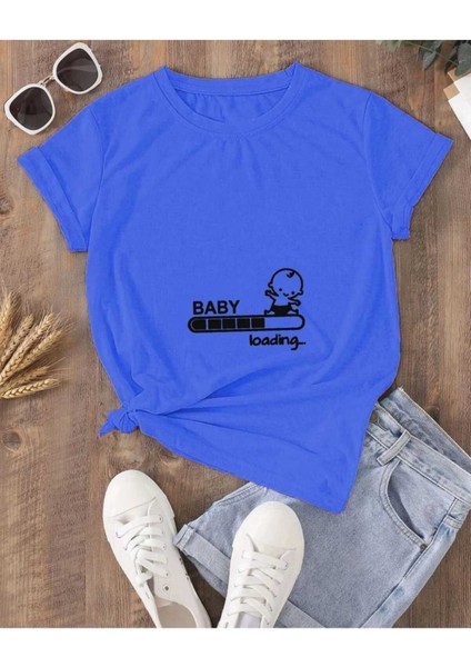 Kadın Baby Loading... Baskılı Oversize Basic T-Shirt
