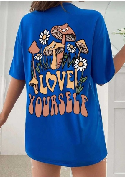Gazete Baskılı Oversize Unisex O Yaka Basic T-Shirt