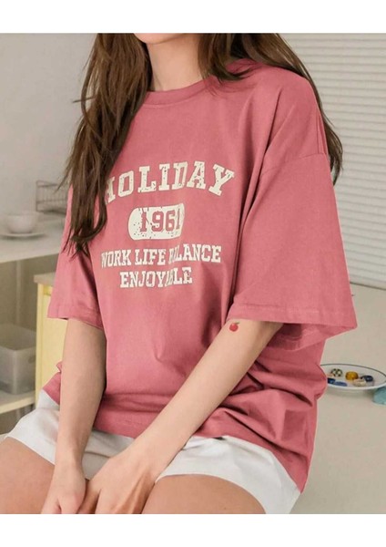 Malkoçbey Holıday Baskılı Oversize Unisex Basic T-Shirt