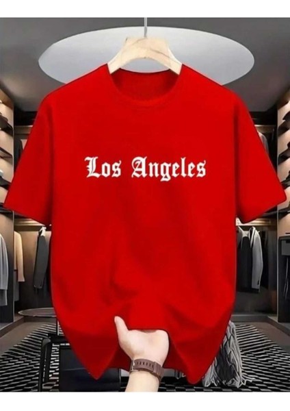 Malkoçbey Los Angeles Baskılı Oversize Unisex Basic O Yaka T-Shirt