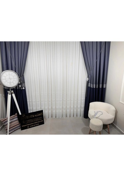 Nivemeshome Özel Dokulu Modern 1/3 Sık Pileli Tül Perde Apm