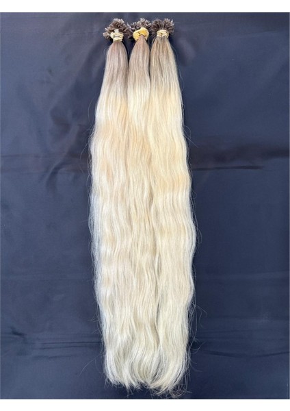Ombreli Platin 65-70 cm Gerçek Saç 250 Adet Boncuk Kaynak, 0.6 Gr250 Adet 150 Gr