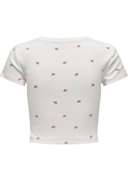 Desenli Bisikelt Yaka Kaın Crop T-Shirt fiyatları