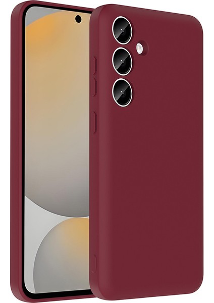 Galaxy S24 Fe Kılıf Kamera Korumalı Kartlık Hazneli Sah Vitra Kapak - Mürdüm