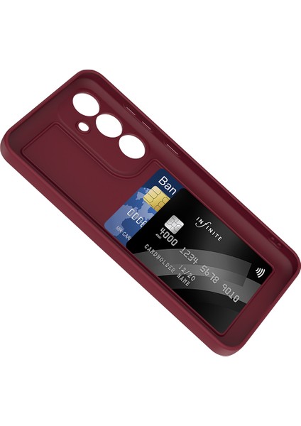 Galaxy S24 Fe Kılıf Kamera Korumalı Kartlık Hazneli Sah Vitra Kapak - Mürdüm