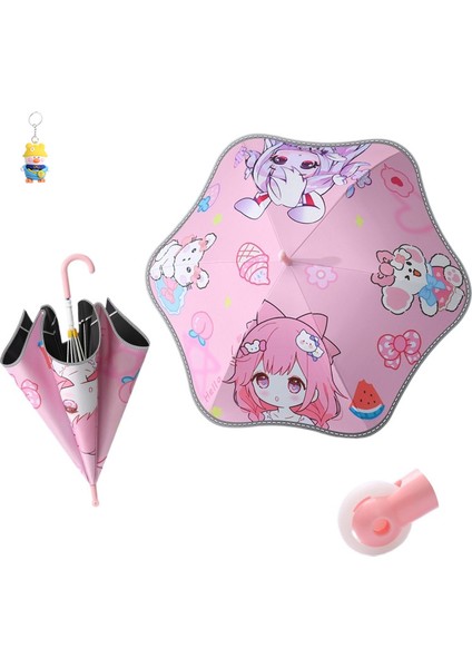 Karikatür Yaratıcı Kasnak Yuvarlak Köşeli Çocuk Şemsiye Büyük Yağmur ve Güneşli Çift Kullanımlı Erkek ve Kız Ilkokul Öğrencileri Için Özel (Yurt Dışından)