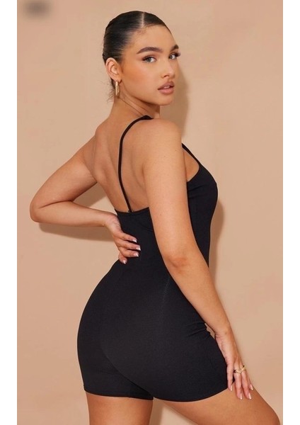 Kadın Asimetrik Askılı Mini Kaşkorse Bodycon Tulum modelleri